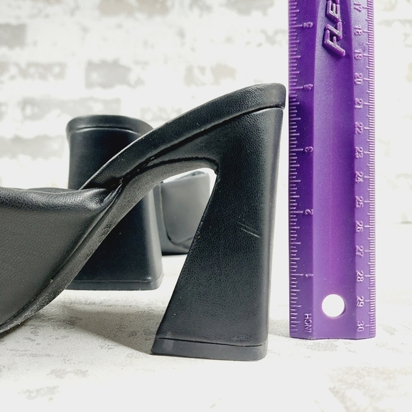 NEW Open Edit Saydee Black Block Heel Slip On Square Toe Sandals T70 - Picture 9 of 13